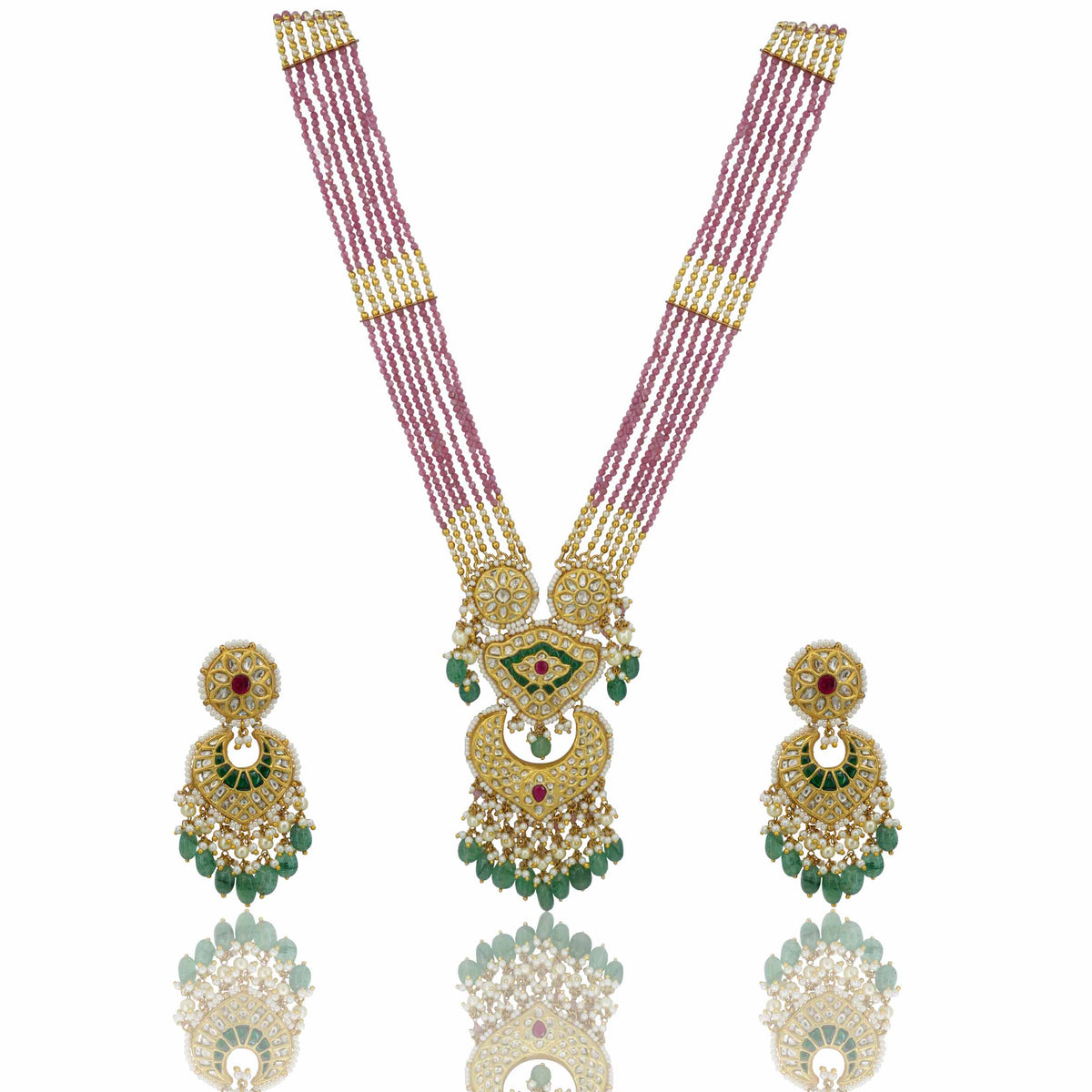 Ananta Mani Gold Polki Diamond Pendant Set