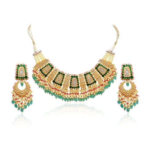 Green Polki Necklace Set