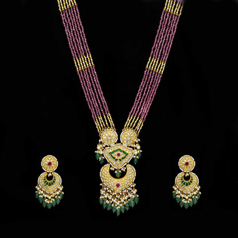 Ananta Mani Gold Polki Diamond Pendant Set