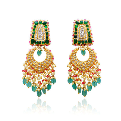 Green Polki Necklace Set