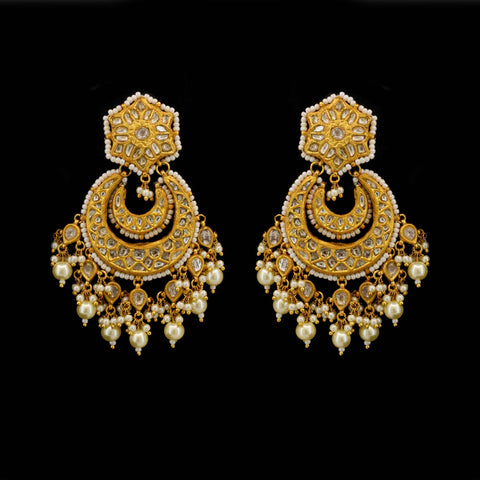 Classic Bridal Polki Diamond Jhumki-Style Chandbaali