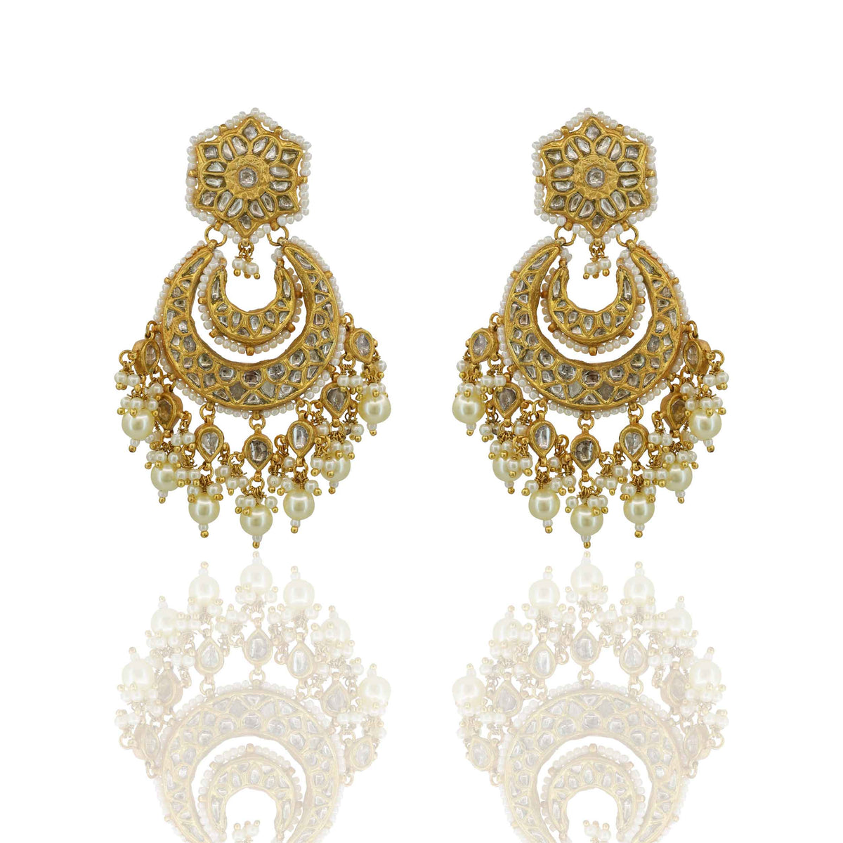 Classic Bridal Polki Diamond Jhumki-Style Chandbaali