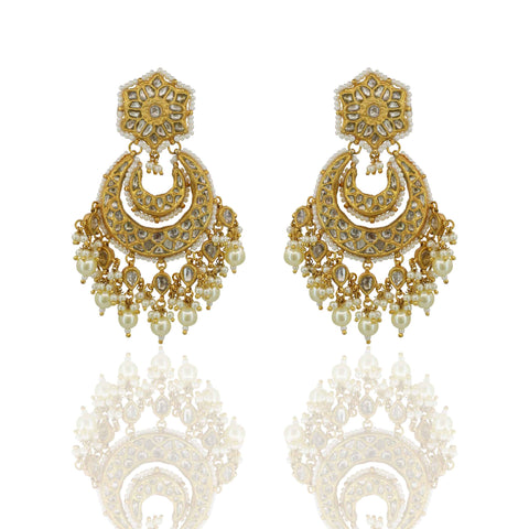 Classic Bridal Polki Diamond Jhumki-Style Chandbaali