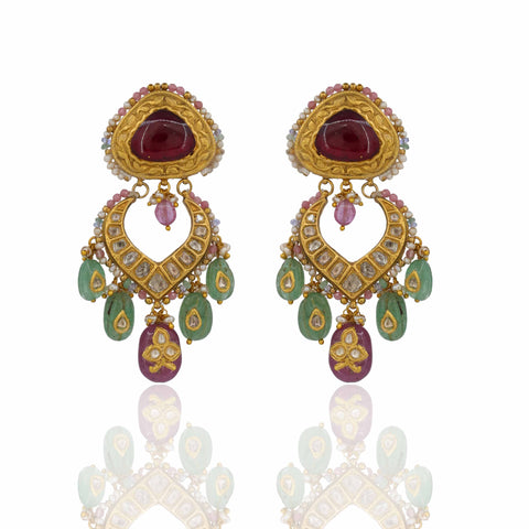 Rangratna Polki Set, Gold Chocker Necklace Set