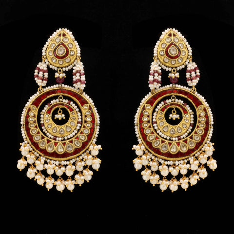 Aisha Layered Ruby & Pearl Chandbalis