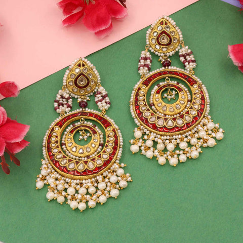 Aisha Layered Ruby & Pearl Chandbalis