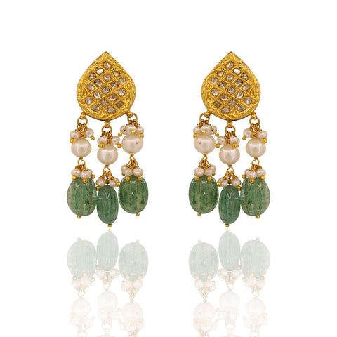 Polki Diamond Choker Set with Multi-Color Sapphire & Emerald Beads