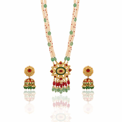 Vasuprada Polki Diamond Pendant Set