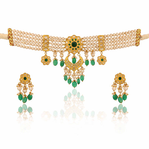 Sita Saanjh Chocker Gold  Polki Necklace Set