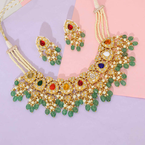 Nine Gemstone Power Polki Diamond Bridal Set