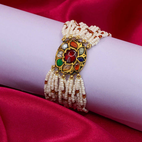 Navratna Pearl and Gold Bracelet