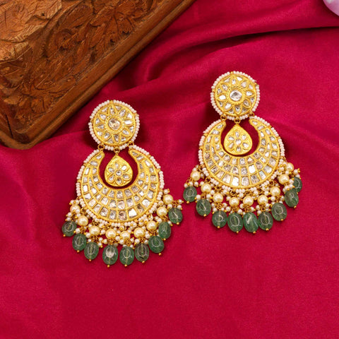 Kundan Style, Emerald Drop Statement Earrings