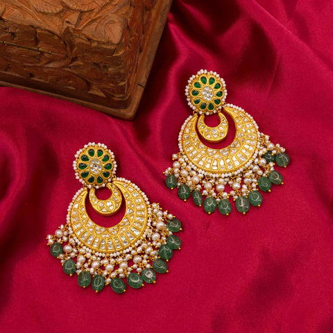 Nagma Emerald Polki Diamond Chandbaali