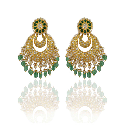 Nagma Emerald Polki Diamond Chandbaali