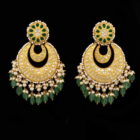 Nagma Emerald Polki Diamond Chandbaali