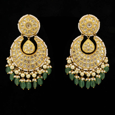 Kundan Style, Emerald Drop Statement Earrings
