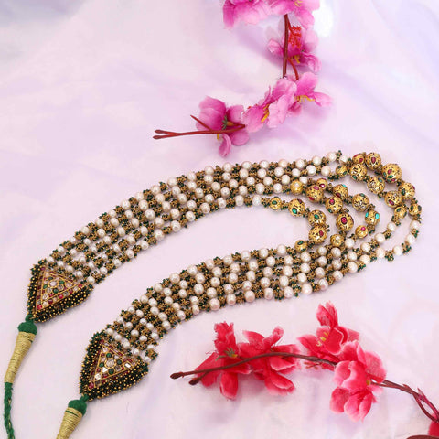 Polki Diamond, Ruby & Pearl Layered Gold Necklace