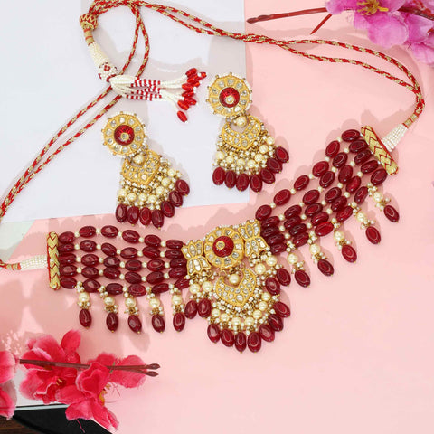 Aadhya Ruby and Pearl Choker Set