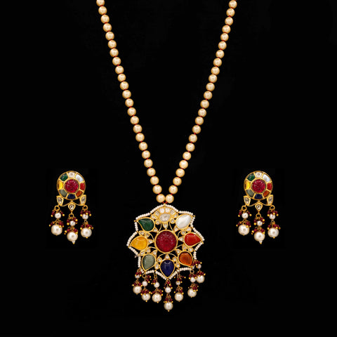 Amrita Designer Nine Gemstone Pendant Set