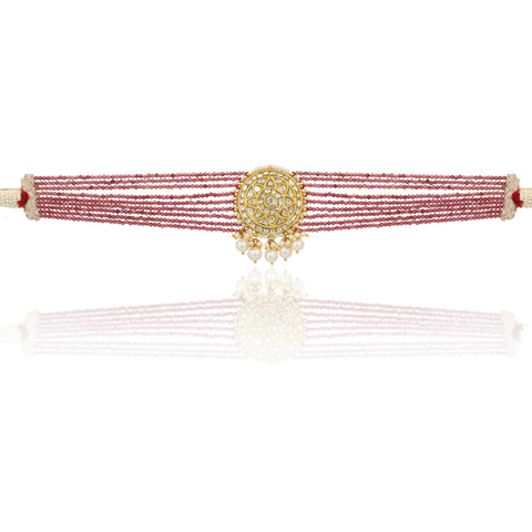 Seven-Row Ruby Bead and Polki Choker