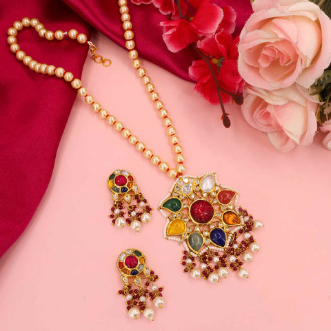 Amrita Designer Nine Gemstone Pendant Set