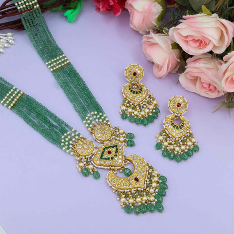 Amrit Dhara Gold Polki Diamond Pendant Set