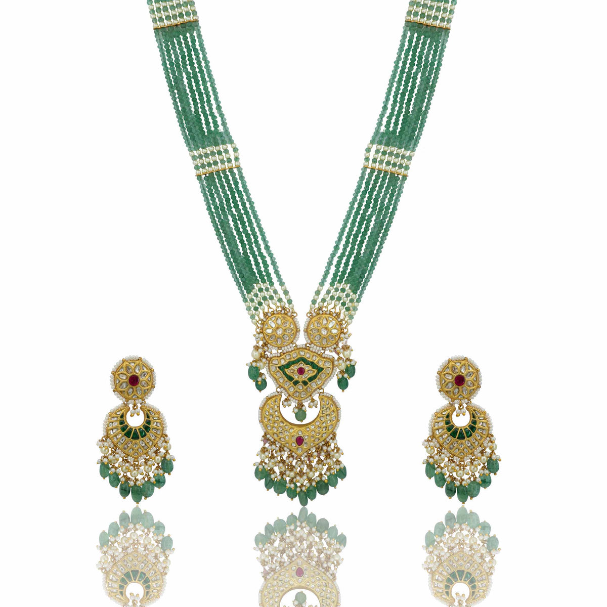 Amrit Dhara Gold Polki Diamond Pendant Set