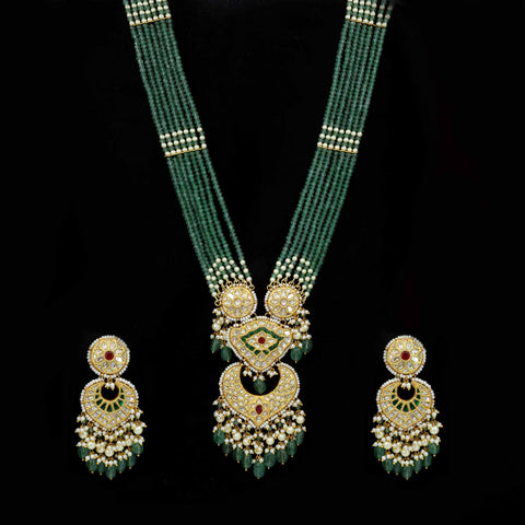 Amrit Dhara Gold Polki Diamond Pendant Set