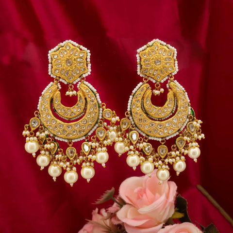 Hoor Polki & Pearl Cascade Chandbali Earrings