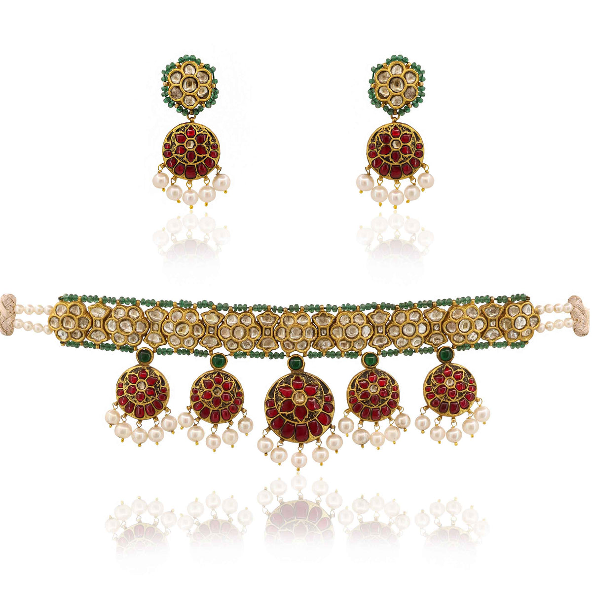 Ruby & Emerald Heritage Polki Choker Set