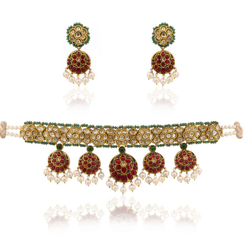Ruby & Emerald Heritage Polki Choker Set