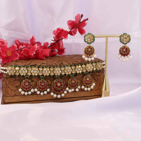 Ruby & Emerald Heritage Polki Choker Set
