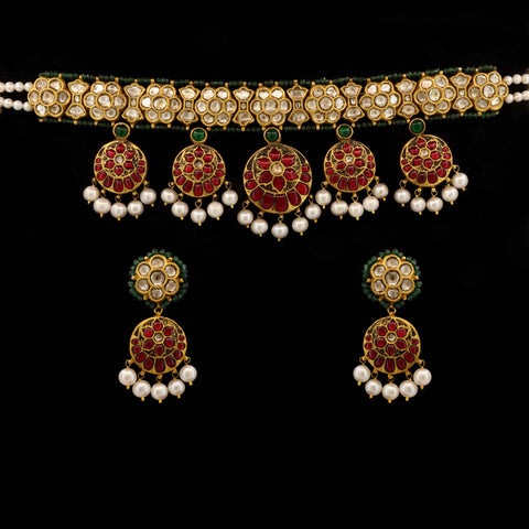 Ruby & Emerald Heritage Polki Choker Set
