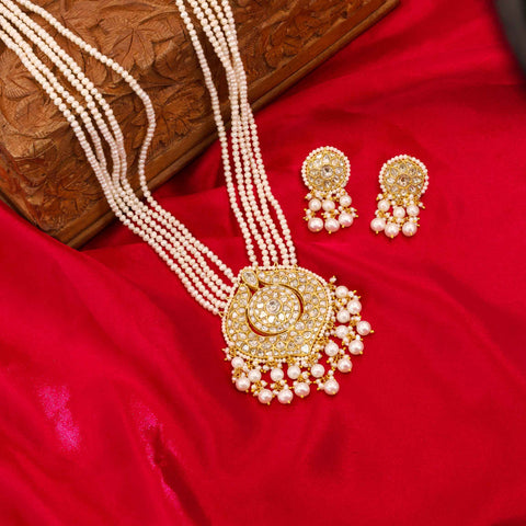 Amina Pearl & Polki Necklace Set