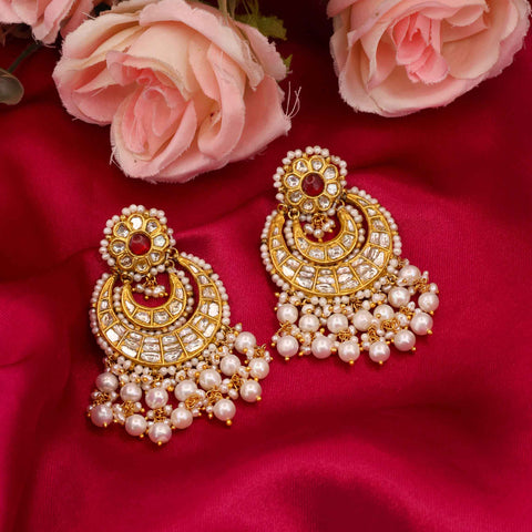 Gold Thappa Ruby-Accent Polki Earrings