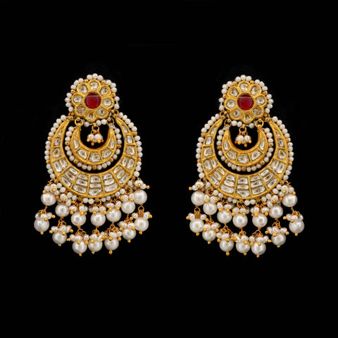 Gold Thappa Ruby-Accent Polki Earrings