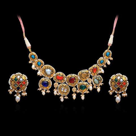 Partash Navratan Necklace Set