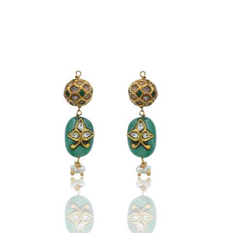 Radhika Mohini Carving Stone Gold Pendant Set