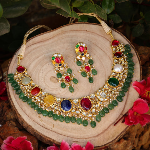 Heritage Syndicate Diamond Polki Navratna Jadau Set - Bridal Collection
