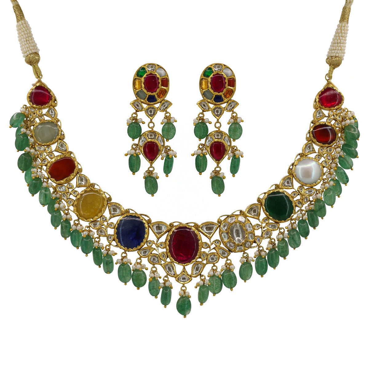 Heritage Syndicate Diamond Polki Navratna Jadau Set - Bridal Collection