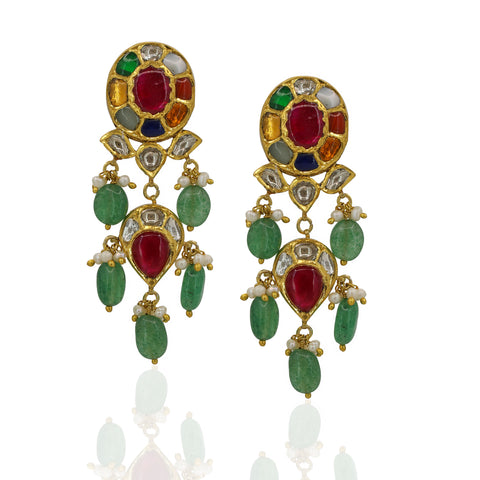 Heritage Syndicate Diamond Polki Navratna Jadau Set - Bridal Collection