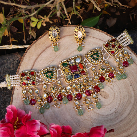 Navratna Heritage Polki Choker Set