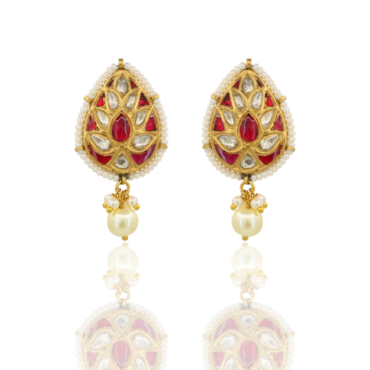 Gold Polki & Ruby Statement Tops