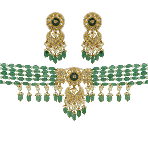 Traditional Gold Polki Diamond Choker Set
