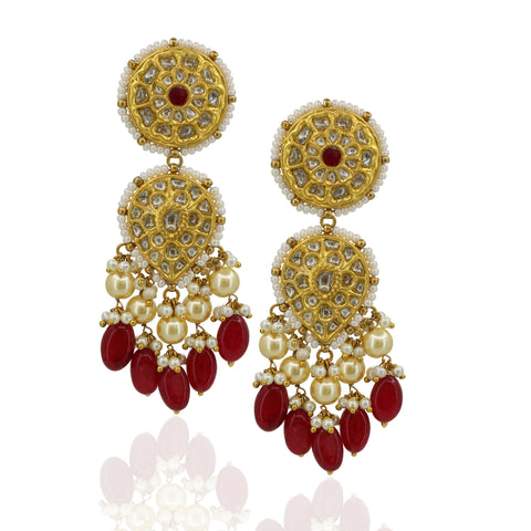 Syndicate Polki Diamond & Ruby Pearl Necklace Set
