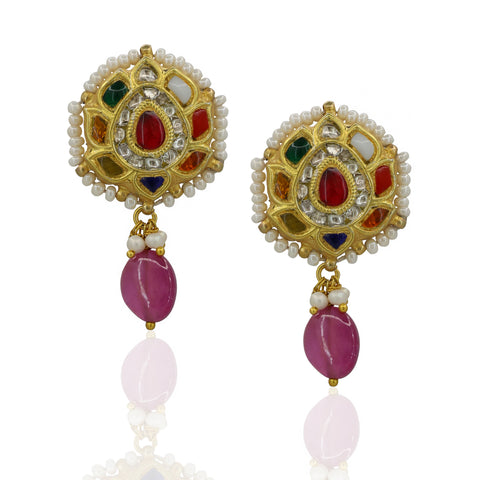 Navratna & Natural Syndicate Polki Diamond Stringed Choker Set