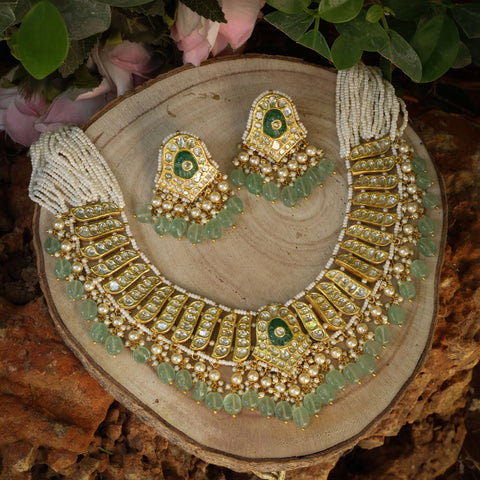 The Heritage Emerald & Syndicate Polki Diamond Necklace Set