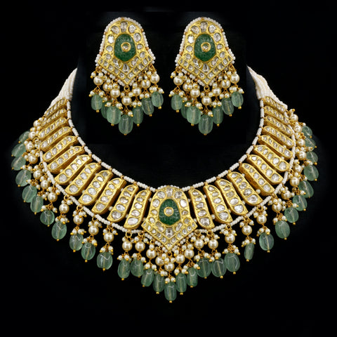 The Heritage Emerald & Syndicate Polki Diamond Necklace Set