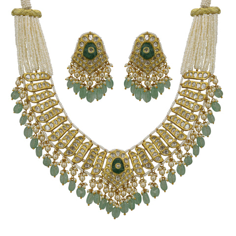 The Heritage Emerald & Syndicate Polki Diamond Necklace Set