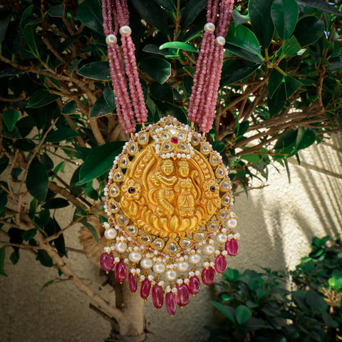Divine Radha Krishna Temple Pendant Necklace
